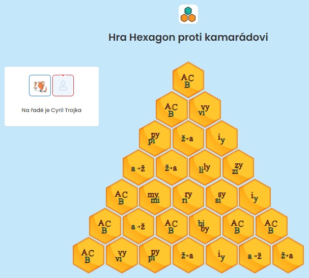 Hra Hexagon proti kamardovi